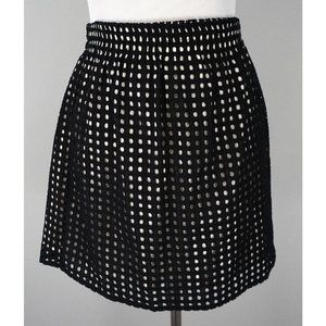 ANN TAYLOR LOFT Black White Eyelet A-Line Casual Elastic Waist Skirt Size XXS